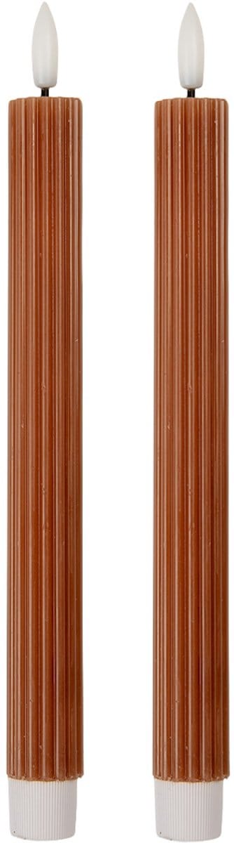 Clayre & Eef LED Dinerkaarsen set van 2 Ø 2x25 cm Bruin Wax