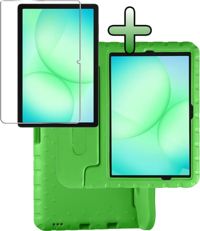 Hoesje Geschikt voor Samsung Galaxy Tab A11 Plus / A9 Plus - Met Screenprotector - Kinderhoes Shockproof Bumper - Kidsproof Case - Tablet Hoes - Kinder Hoes Cover - Groen