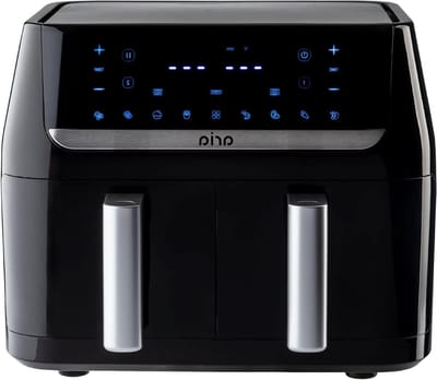 Dubbele Heteluchtfriteuse - Airfryer met 2 Manden - Gezinsmaaltijden Bereiden - Slimme Sync Functie - 10 Quarts - Zwart