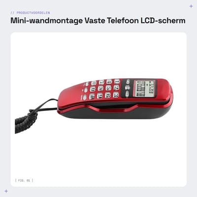 Wandtelefoon met LCD-scherm - Dubbel nummerherkenningssysteem - Inkomende geheugen - Multifunctionele telefoon - Terugbelfunctie - Voor thuiskantoor/hotel - Vaste Telefoon