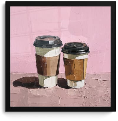 Poster in lijst - Fotolijst 40x40 cm - Posters - Koffiebekers - Deksel - Verf - Textuur - Posterlijst zwart - Decoratie - Wanddecoratie woonkamer - Muurdecoratie slaapkamer