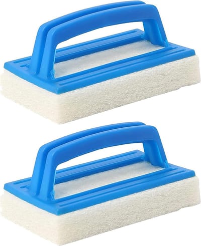 Set van 2 zwembadborstels, sponsborstels voor zwembadreiniging, handschrobber met handvat voor het verwijderen van vuil en mos