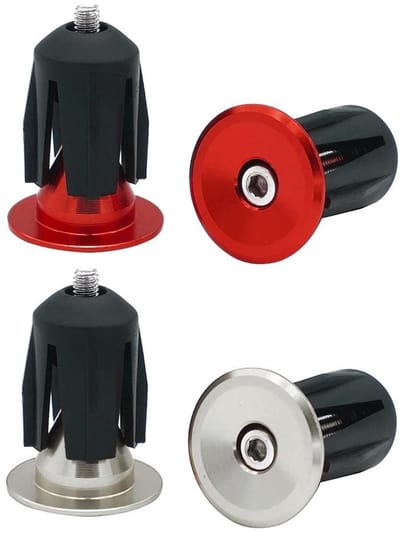 Dailygoods - Fietsstuur Eindstekkers Aluminium, 2 Paar voor Racefiets en MTB - Zilver + Rood