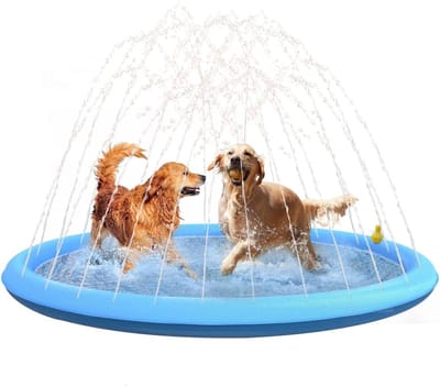 Honden Waterspeelmat 170cm - Sproeimat met Tuinslang - Blauw - PVC
