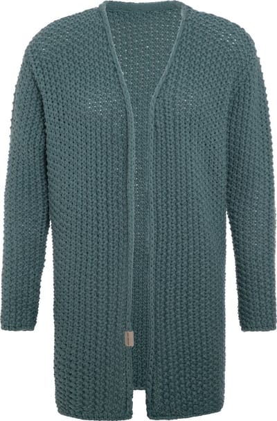 Knit Factory Carry Gebreid Dames Vest - Grof gebreid dames vest - Groene cardigan - Damesvest gemaak uit 30% wol en 70% acryl - Laurel - 40/42