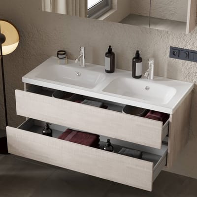 Jetta Badkamermeubel Set 120 cm Lissabon – Greeploos, Softclose 2 Lades, Elite Dubbele Keramische Wastafel
