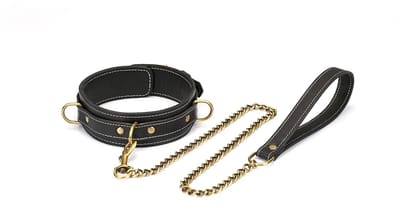 Liebe Seele - Warrior Princess - Stoere Lederen Collar met Messing Hardware - Zwart - Uit Japan