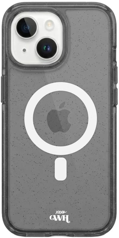 xoxo Wildhearts magnetisch telefoonhoesje - Geschikt voor iPhone 15 - Sparkle Away Black - Hoesje met glitter - Shockproof case - Zwart - magnetisch hoesje
