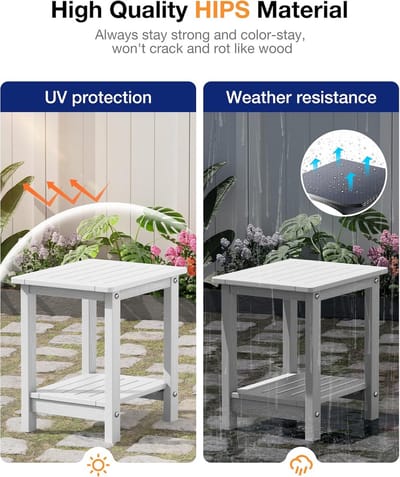 Tafel set - Bijzettafels buiten - Terras en woonkamer - Massief HIPS materiaal - Set van 2 - Teak