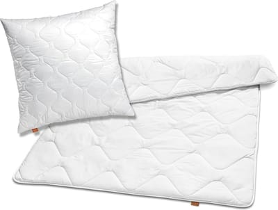 sleepling dekbed kussen set Basic 100 | dekbed 135 x 200 cm en kussen 80 x 80 cm | all year dekbed | overtrek van 100% microvezel | Made in EU | wasbaar tot 60 graden | wit