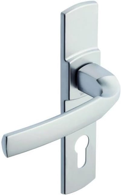 Deurklinkset op plaat - Klink set - Toegangsdeur beveiligen - Sleutelversie met cilinder - Afstand 165 mm - Zwart diamant