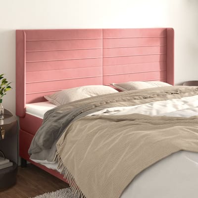 vidaXL - Hoofdbord - met - randen - 163x16x118/128 - cm - fluweel - roze