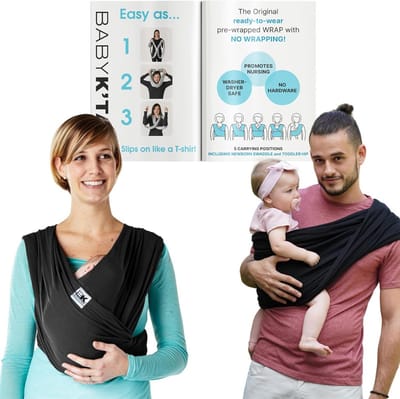 Ademende Babydraagdoek Wrap - Zwart - Direct Klaar Voor Gebruik