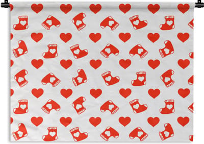 Wandkleed - Wanddoek - Kerst - Patronen - Valentijnsdag - 60x45 cm - Wandtapijt