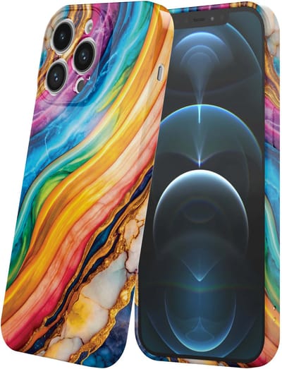 Smartphonica Telefoonhoesje Geschikt voor iPhone 12 Pro met Regenboog Goud Marmer Opdruk - Flexibel Softcase TPU - Backcover Case Rainbow Gold Marble Design geschikt voor iPhone 12 Pro