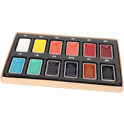 12 stuks Chinese schilderpigmenten in diverse kleuren, hoge verzadiging, aquarelverf voor kinderen en studenten