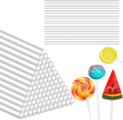Dailygoods- Cake Popstokjes 100 stuks - Herbruikbaar - Acryl Lollystokjes - Transparant - 10 cm - Gemakkelijk te reinigen - Lollysticks