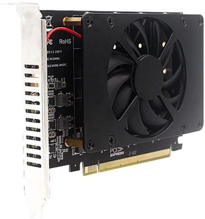 Allecto - 4 in 1 PCIe Adapter - M.2 naar PCIe 16x - Actieve Koeling