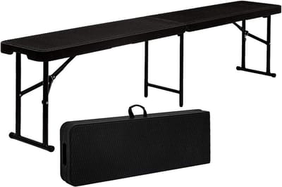 Weerbestendige Inklapbare Bierbank voor Tuin - Rotan Look - 184x30x43 cm