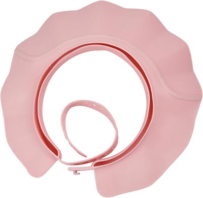 Verstelbare Douchcap voor Kinderen met Oog- en Oorbescherming, Silikonendouchekap met Visor, Ideaal voor Shampoo en Badplezier in Crème Wit en Blauw