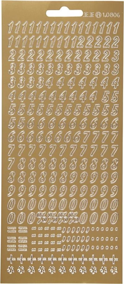Stickers Goud - Gouden Cijfers Stickers - Zelfklevende Foliestickers Met Getallen - Stickervellen Cijfers - DIY Decoratie - Kaarten Maken - Scrapbooking - 10x23 cm - 1 Vel