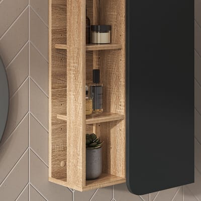 Vicco Karen Badkamerkast – 50 x 75 cm met deur en open vakken Sonoma/antraciet