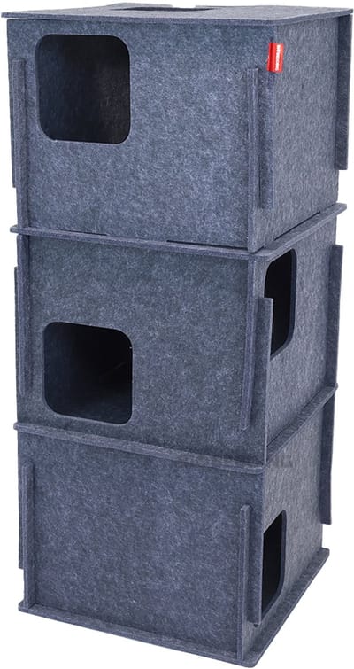 Kattentoren XL - Kattenmand - Krabpaal - 3 Verdiepingen - 100 cm - Vilt - Donkergrijs