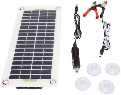 Allecto - Draagbaar Zonnepaneel - 12V 30W - Waterproof en USB Oplader - Voor Auto en Boot - Inclusief Sigarettenaansteker - Geschikt voor Caravan -...