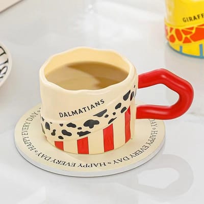 Creatieve Mok met Dierentextuur Hoge Waarde Koffiekop Ontwerpgevoel Niche Keramiek Thuis Stel Waterbeker Cadeau 301-400ml beige