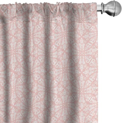ABAKUHAUS Damast Voorhangen – 2x75x175 cm – Blush/Wit – Microvezel