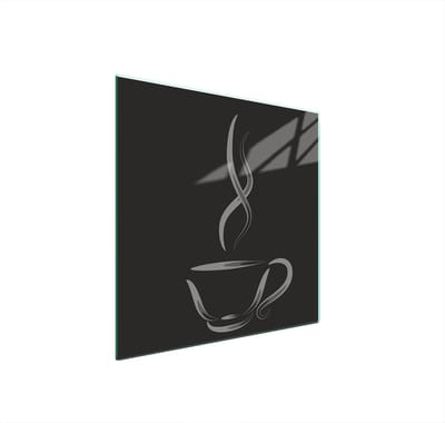 TMK ArtDeko - Beschermende Glazen Plaat - 50x52 cm - Koffieontwerp - Voor Alle Soorten Fornuizen