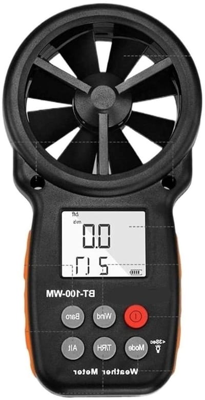 Digitale Anemometer - Windmeter Temperatuurmeter - Milieu Meten - Veelzijdige Omgevingsgegevens - 0-6000m 0.3-30m/s - Zwart