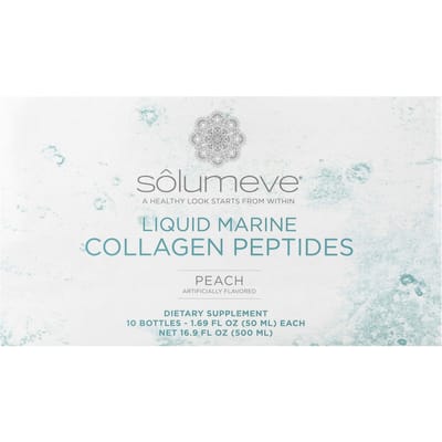 Solumeve Ageless Beauty Vloeibaar Marine Collageen, CoQ10, Perzik, 10 Flesjes
