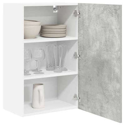 vidaXL - Hangkast - Beton - Grijs - en - Wit - 50 - x - 31 - x - 80 - cm - Bewerkt - hout