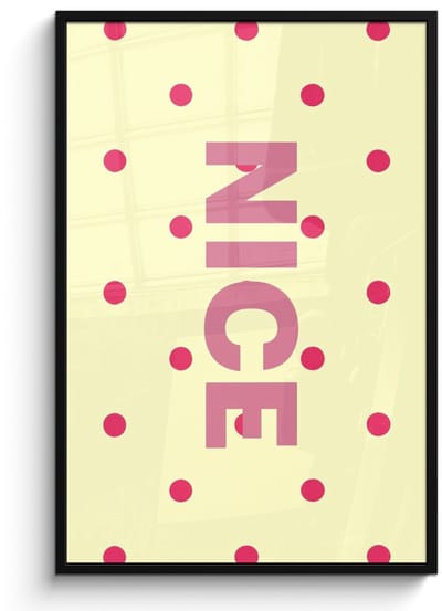 Poster in lijst - Fotolijst 80x120 cm - Posters - Nice - Stippen - Roze - Geel - Posterlijst zwart - Decoratie - Wanddecoratie woonkamer - Muurdecoratie slaapkamer