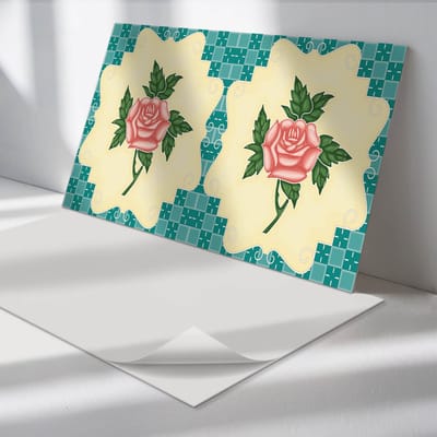 Wallfluent Vinyl Wandpaneel - Rozenbloemstuk Wandpaneel PVC - 100 cm x 50 cm - Roze Vinyl Wandpaneel - Set van 1 - Rechthoekig Wandbekleding Vinyl - Bloemen en planten Wandpaneel - Zelfklevend Wandpaneel - Wandpaneel Keuken en Badkamer