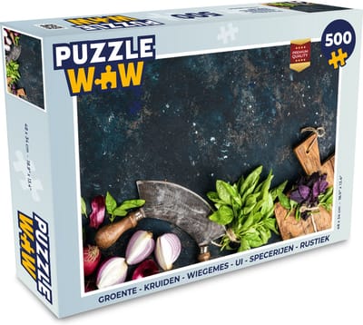 Puzzel Groente - Kruiden - Wiegemes - Ui - Specerijen - Rustiek - Legpuzzel - Puzzel 500 stukjes