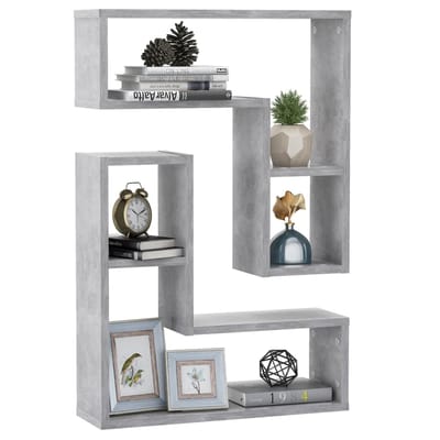 vidaXL - Wandschappen - 2 - st - 50x15x50 - cm - bewerkt - hout - betongrijs