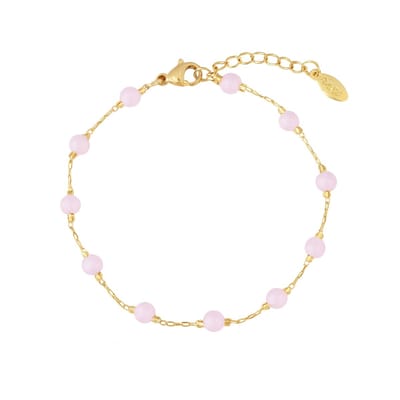 Rozenkwarts Armband Dames - Goudkleurig - Edelsteen Natuursteen - Verstelbaar - Kasey