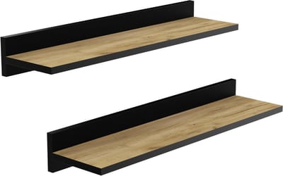 Unyqoos ® Stijlvolle Houten Wandplanken Set van 2 met Onzichtbare Bevestiging voor Diverse Ruimtes