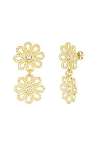 Oorbellen - Yehwang - Goud - Bloemen - Zirkonia - Sparkle - Statement oorbellen - Stainless steel sieraden