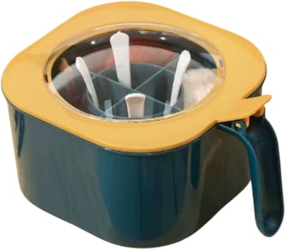4-in-1 Kruidenbox met Deksel en 4 Lepels – Grote Specerijenhouder & Zoutpot Keuken Organizer - Blauw