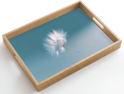 Dienblad hout 50x35 cm - Schootdienblad - Paardenbloempluisje - Blauw - Lucht - Borrelplank rechthoek - Plateau dienbladen