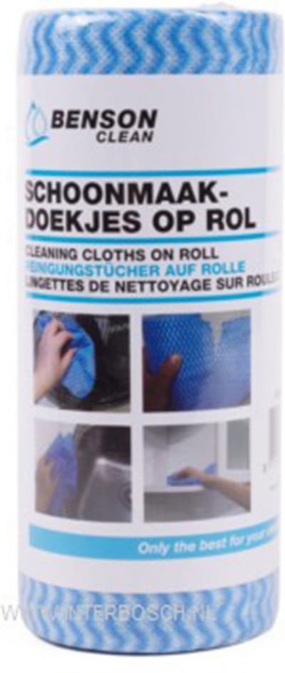 Benson Reinigingsdoekjes - 50x stuks - schoonmaakdoekjes op rol - blauw