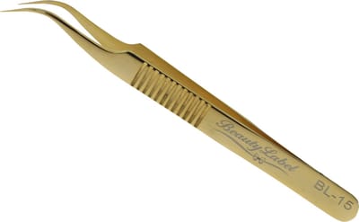 Beauty Label Pincet - Lash Tweezer - Curved Tweezer -BL-15 - Goud