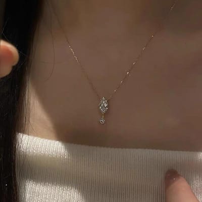 Waterdruppel Zirconia Hanger Ketting Voor Vrouwen Eenvoudig Temperament Veelzijdige Sieraden Cadeaus Groothandel brown