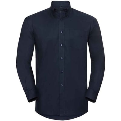 Russell Collection Heren Oxford Formeel Overhemd Met Lange Mouwen (Heldere marine)