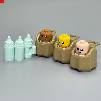 Set MOC Bakstenen Fietstas Pak Baby Hoofd Melkfles Leren-Gericht Bouwsteen Figuur Speelgoed Kinderen Kerstcadeaus