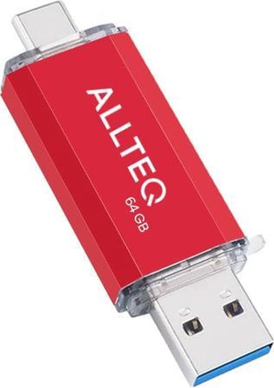 USB stick - Dual USB - USB C - 64 GB - Rood - Allteq