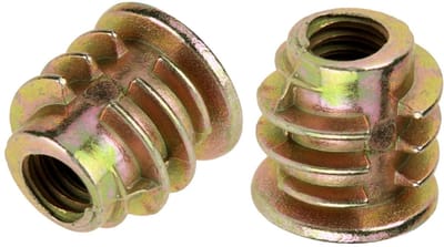 Dailygoods- Inschroefmoeren M4 x 8 mm - Zinklegering - Binnenzeskant - Zeskantige Aandrijfkop - Draadinzetstukken - Geschikt voor Houten Platen - Draadinzetstuk